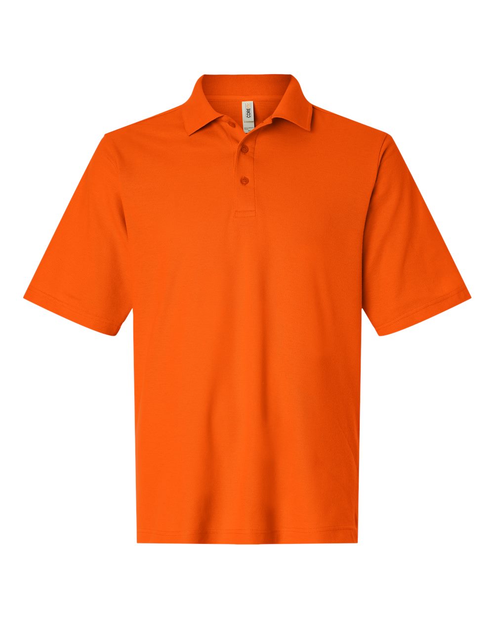 Front View of Campus Orange Men's Resolve CVC Performance Pique Polo - CE106