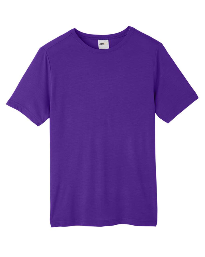 Front View of Campus Purple Unisex Fusion ChromaSoft™ Performance T-Shirt - CE111