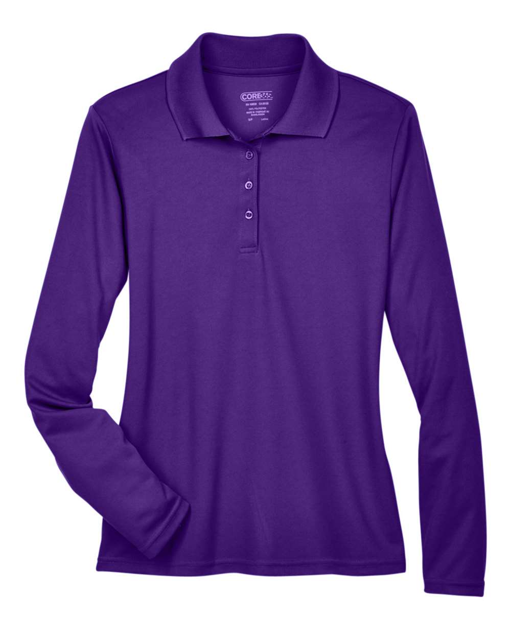 Front View of Campus Purple Women's Pinnacle Performance Long Sleeve Piqué Polo - 78192