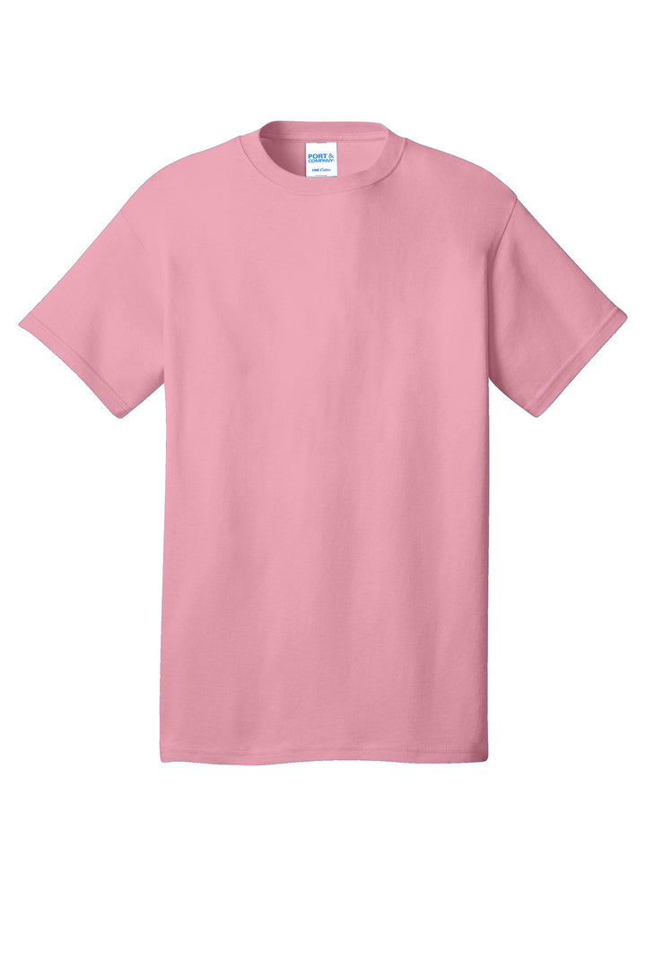Front View of Candy Pink Port & Company - Core Cotton Tee. PC54