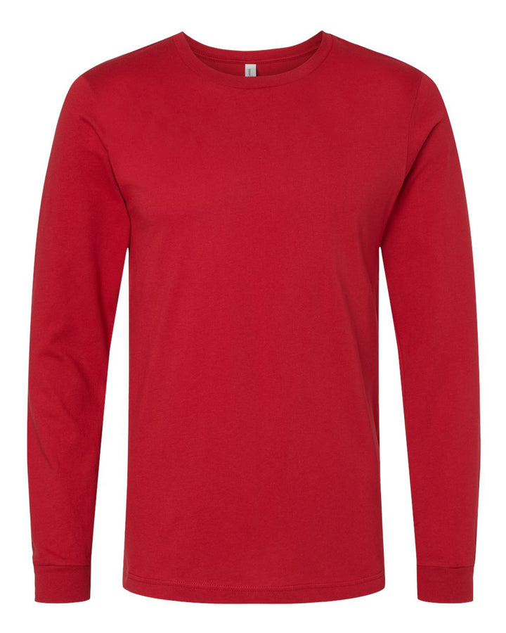 Front View of Canvas Red Jersey Long Sleeve Tee - 3501