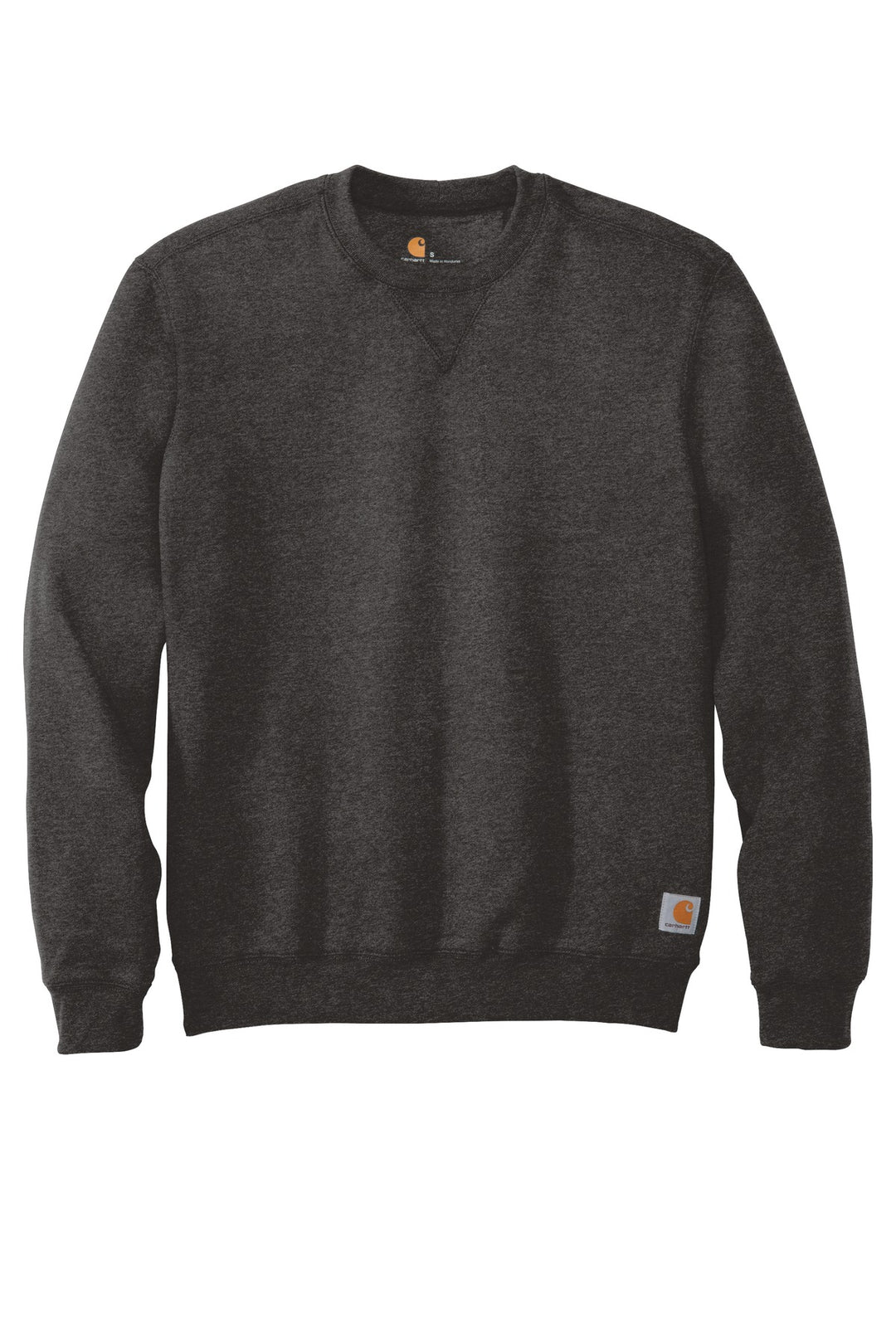 Front View of Carbon Heather Carhartt Midweight Crewneck Sweatshirt. CTK124