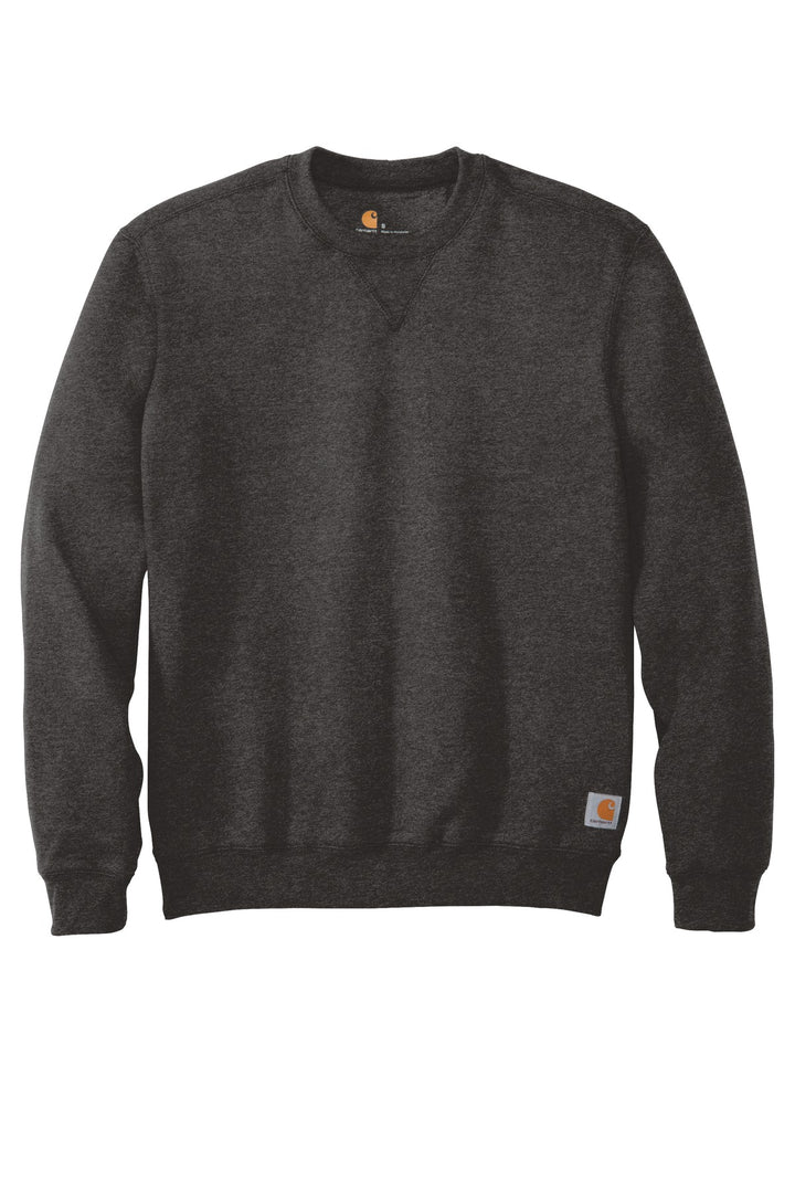 Front View of Carbon Heather Carhartt Midweight Crewneck Sweatshirt. CTK124