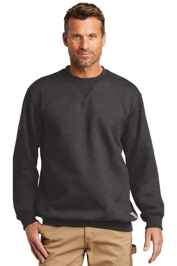 Front View of Carbon Heather Carhartt Midweight Crewneck Sweatshirt. CTK124