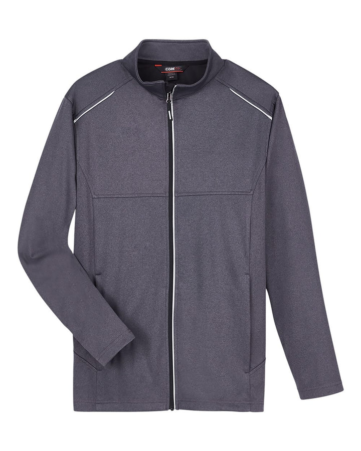 Front View of Carbon Heather Men's Techno Lite Three-Layer Knit Tech-Shell - CE708