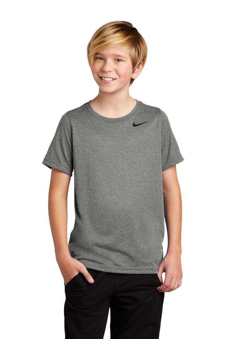 Front View of Carbon Heather Nike Youth Legend Tee 840178