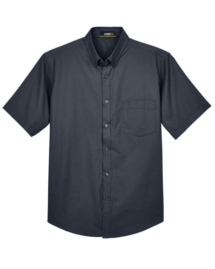 Front View of Carbon Men's Optimum Short Sleeve Twill Dress Shirt - 88194