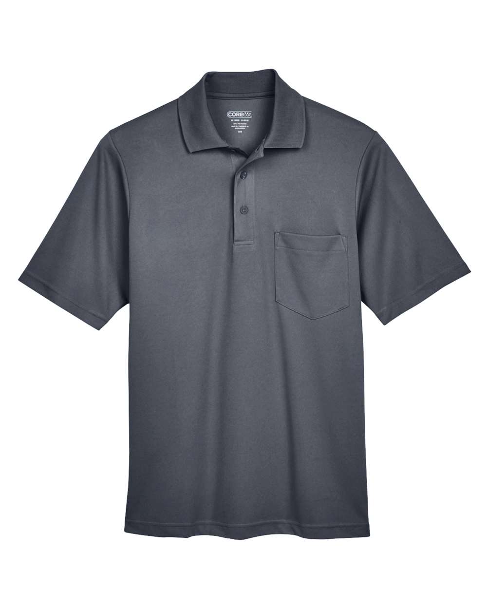 Front View of Carbon Men's Origin Performance Piqué Polo with Pocket - 88181P