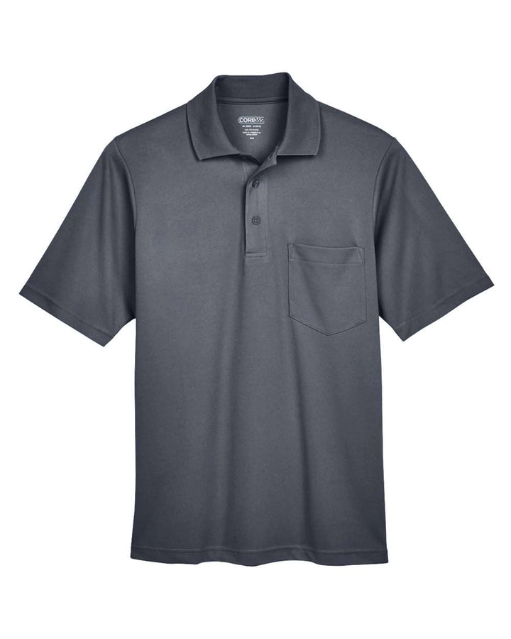 Front View of Carbon Men's Origin Performance Piqué Polo with Pocket - 88181P