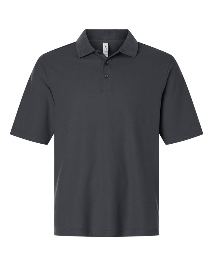 Front View of Carbon Men's Resolve CVC Performance Pique Polo - CE106