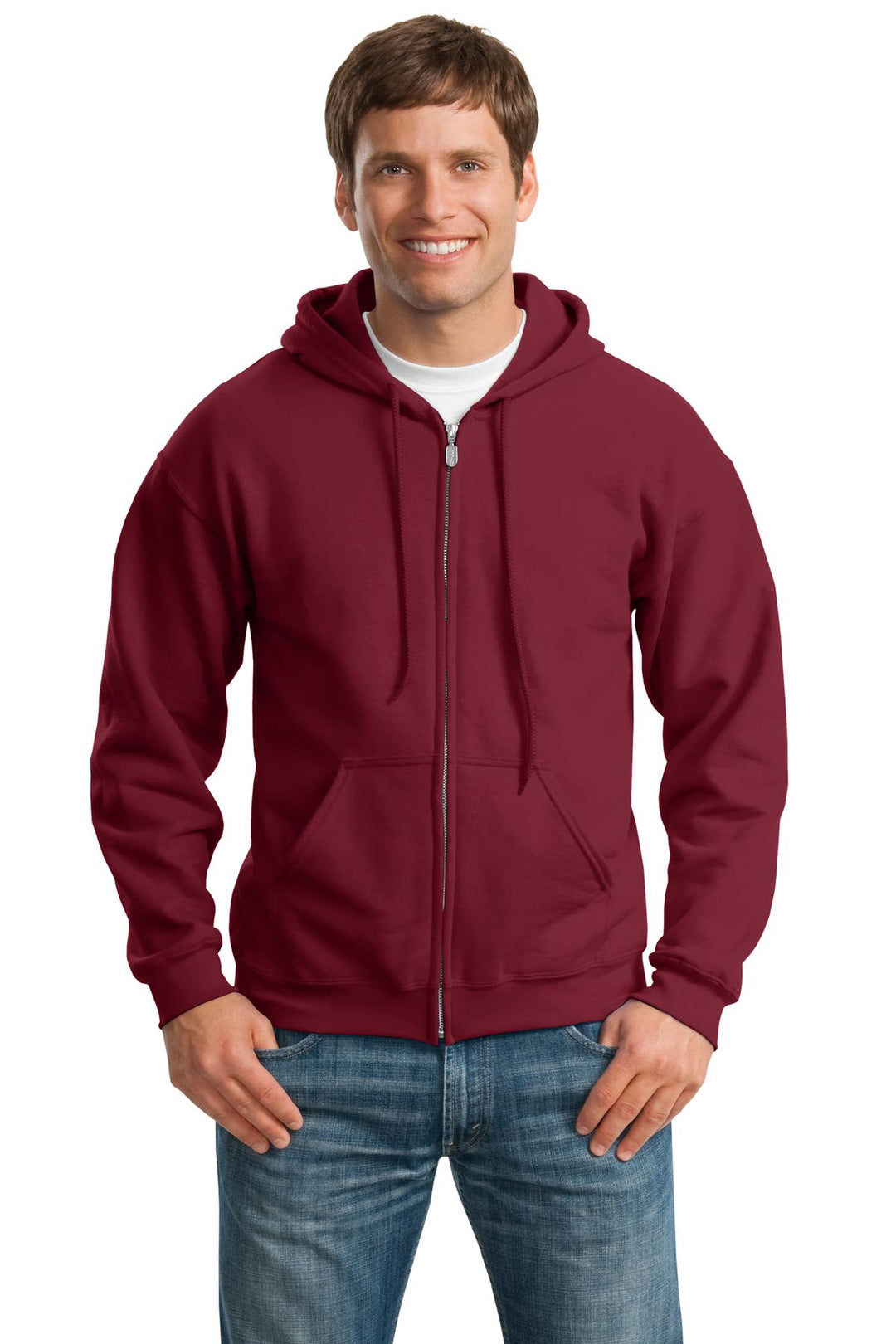 Front View of Cardinal Gildan - Heavy Blend Full-Zip Hooded Sweatshirt. 18600