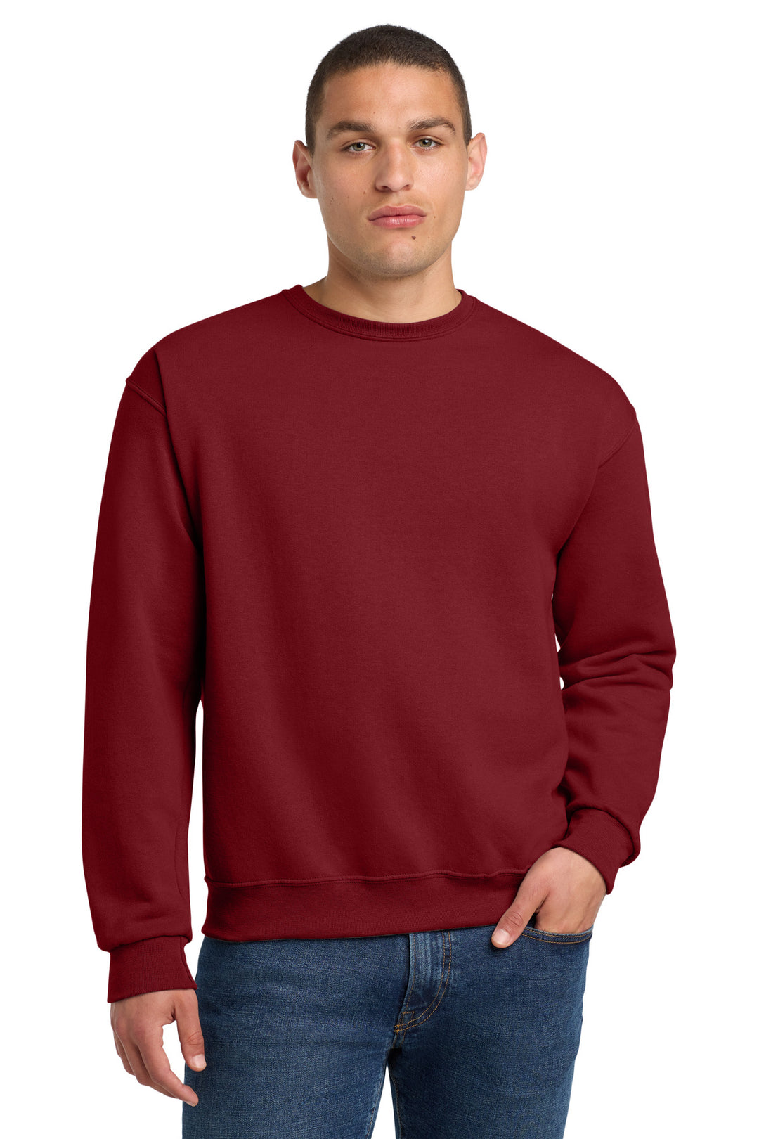 Front View of Cardinal Jerzees - NuBlend Crewneck Sweatshirt. 562M