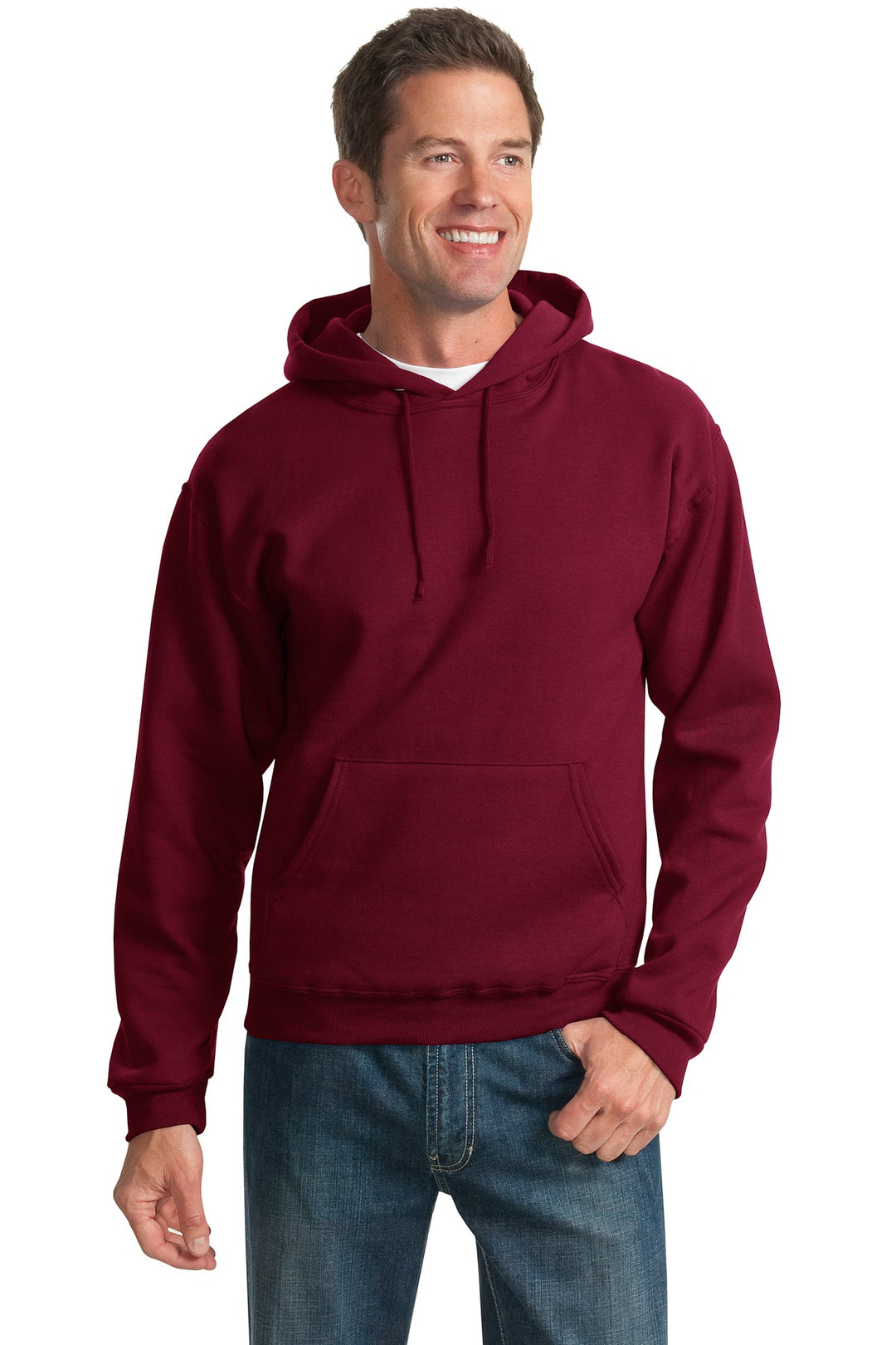 Front View of Cardinal Jerzees NuBlend Pullover Hooded Sweatshirt. 996M