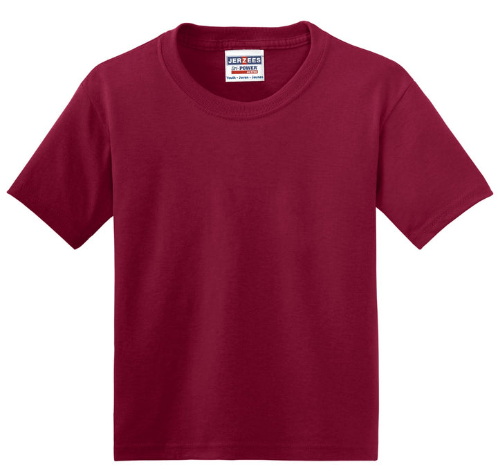 Front View of Cardinal Jerzees - Youth Dri-Power 50/50 Cotton/Poly T-Shirt. 29B