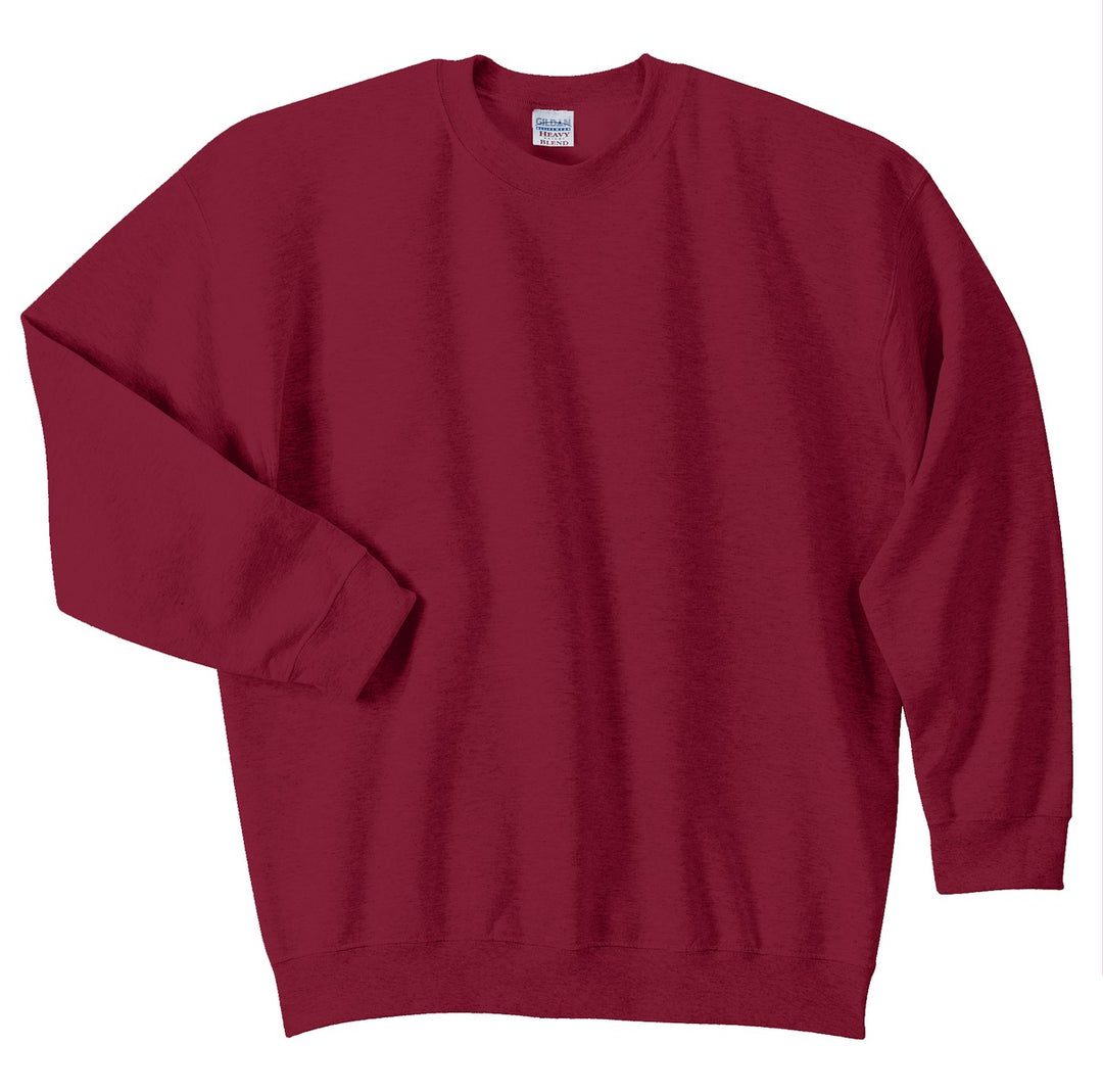 Front View of Cardinal Red Gildan Heavy Blend Crewneck Sweatshirt. 18000