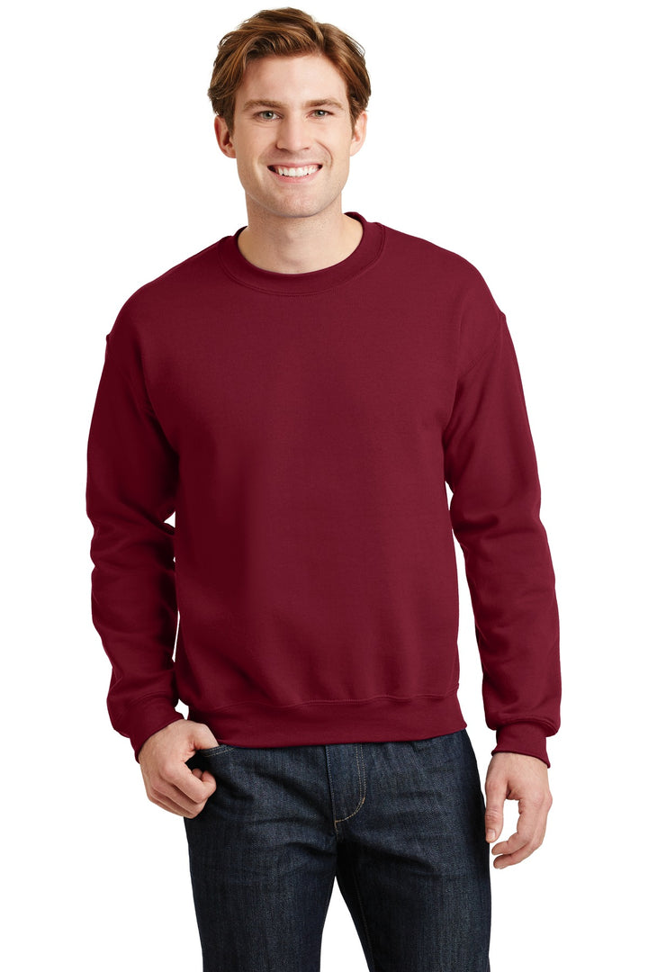 Front View of Cardinal Red Gildan Heavy Blend Crewneck Sweatshirt. 18000