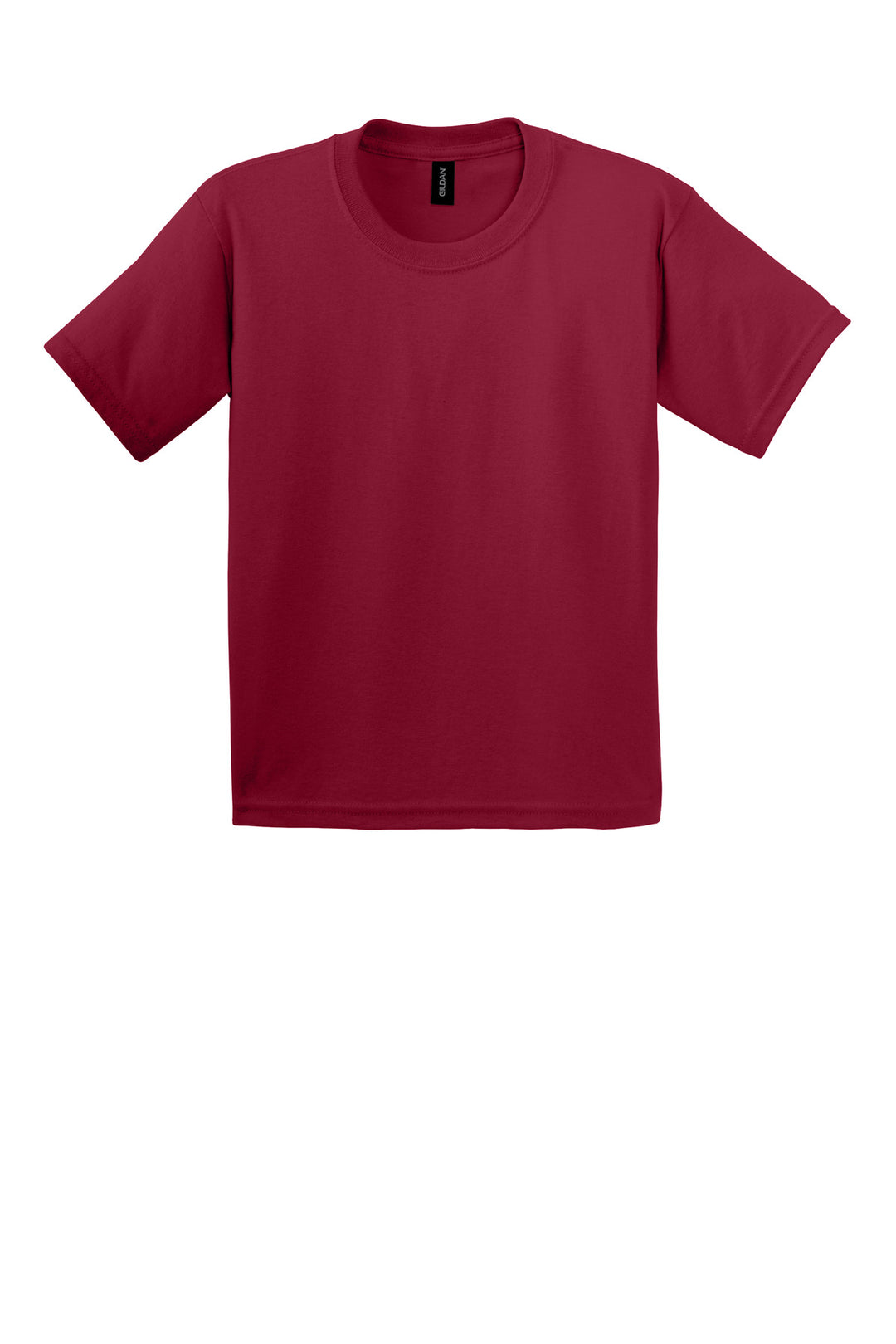 Front View of Cardinal Red Gildan - Youth Ultra Cotton 100% US Cotton T-Shirt. 2000B