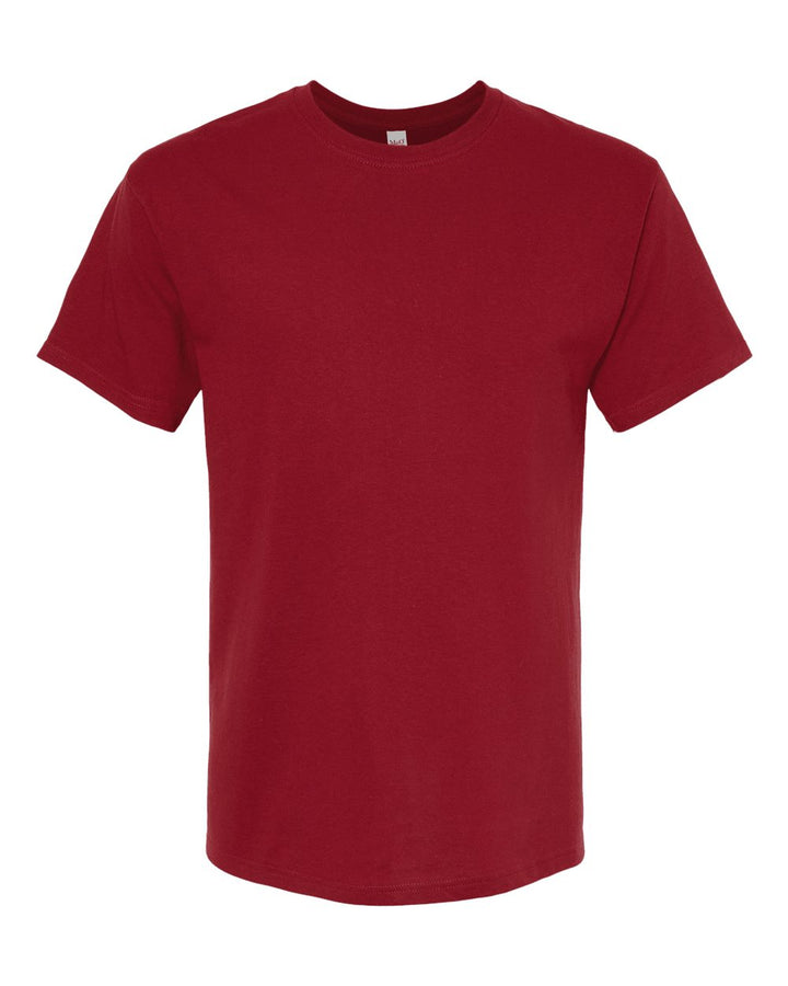 Front View of Cardinal Red Gold Soft Touch T-Shirt - 4800