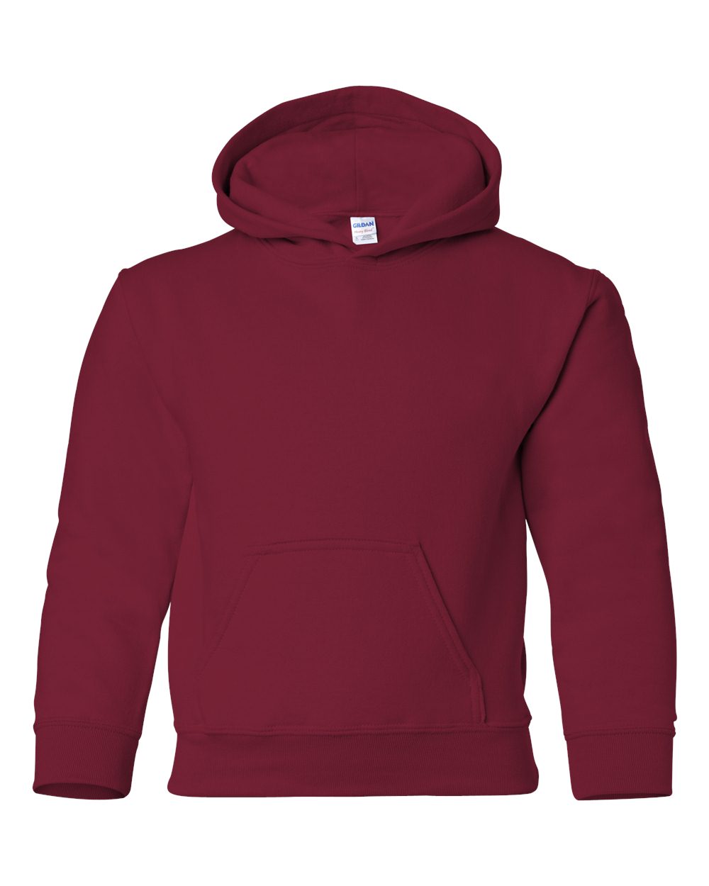 Front View of Cardinal Red Heavy Blend™ Youth Hooded Sweatshirt - 18500B