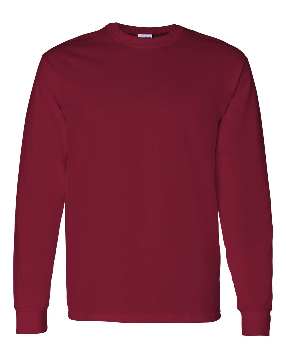 Front View of Cardinal Red Heavy Cotton™ Long Sleeve T-Shirt - 5400