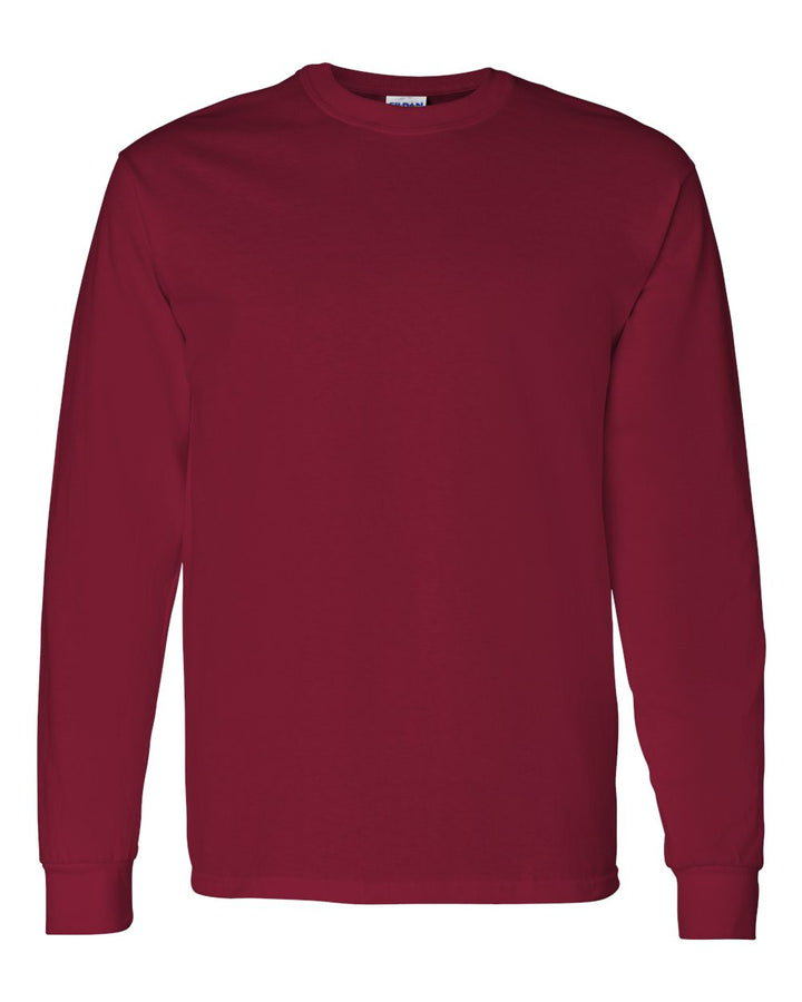 Front View of Cardinal Red Heavy Cotton™ Long Sleeve T-Shirt - 5400