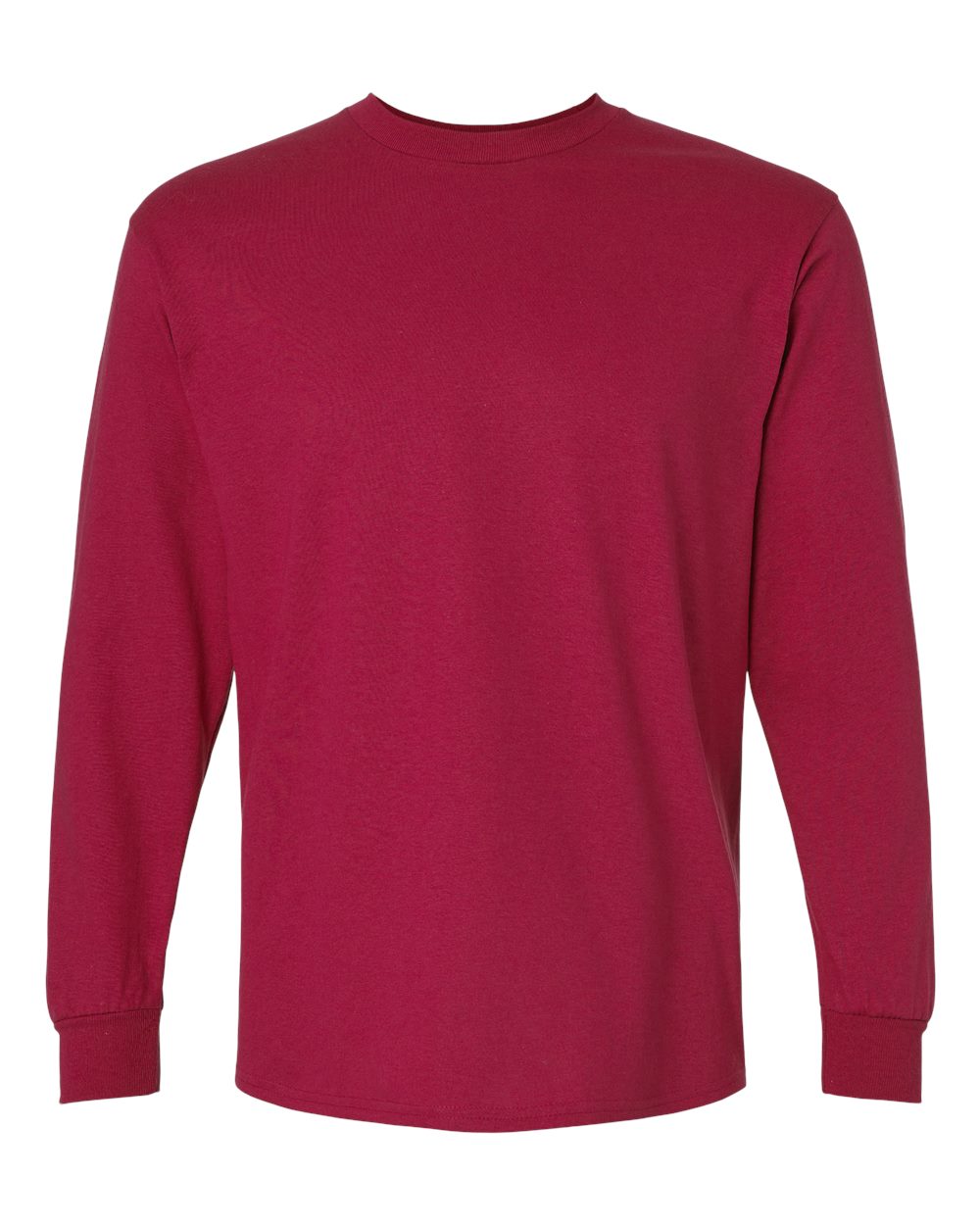 Front View of Cardinal Red Ultra Cotton® Long Sleeve T-Shirt - 2400
