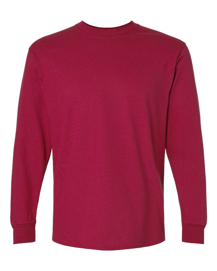 Front View of Cardinal Red Ultra Cotton® Long Sleeve T-Shirt - 2400