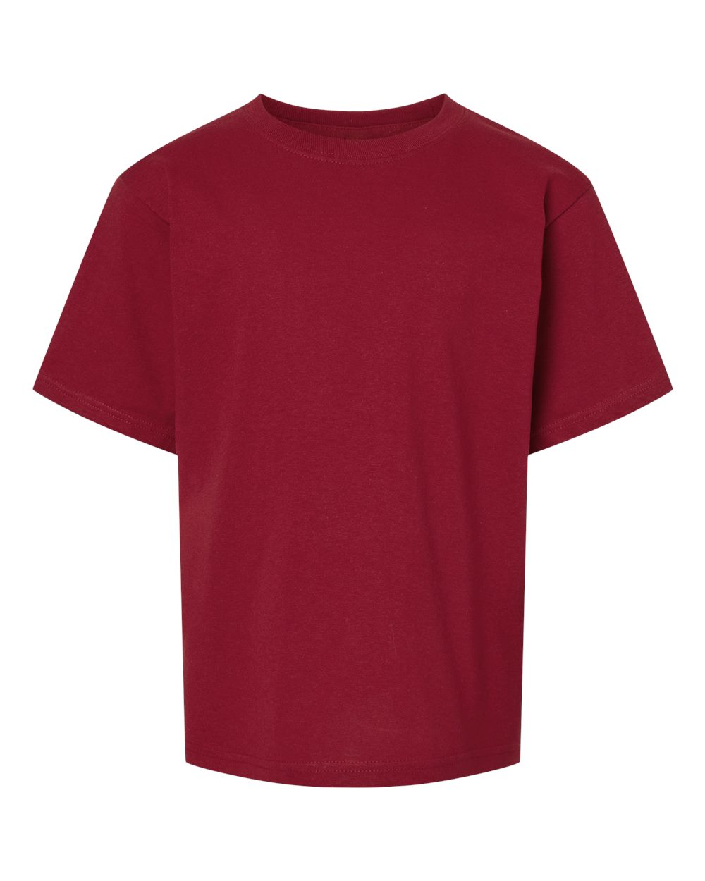 Front View of Cardinal Red Youth Gold Soft Touch T-Shirt - 4850