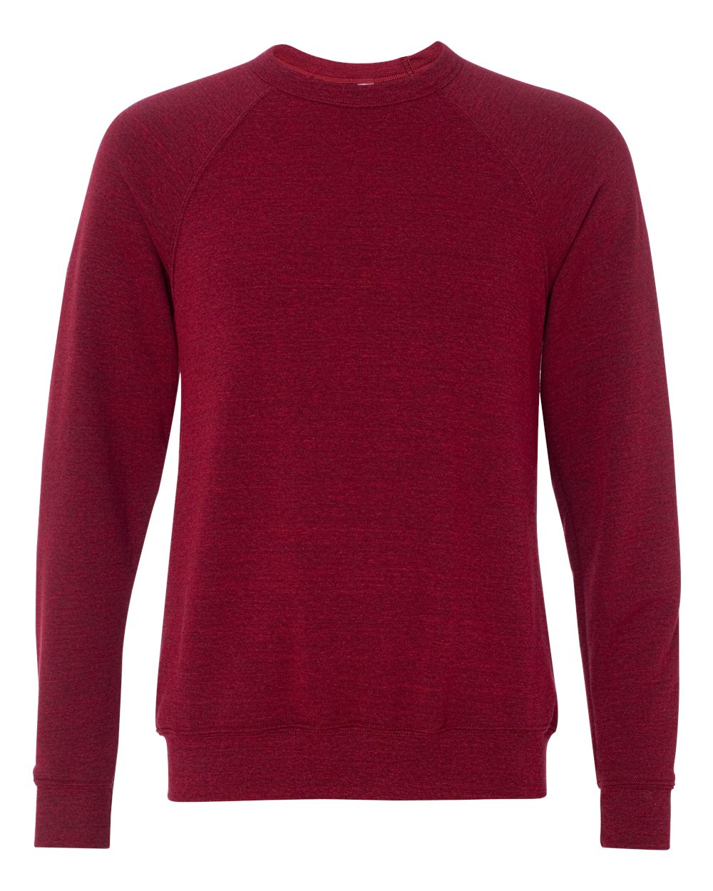 Front View of Cardinal Triblend Sponge Fleece Raglan Crewneck Sweatshirt - 3901