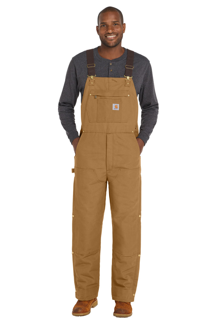 Front View of CarharttBr Carhartt Short Firm Duck Insulated Bib Overalls CTS106672