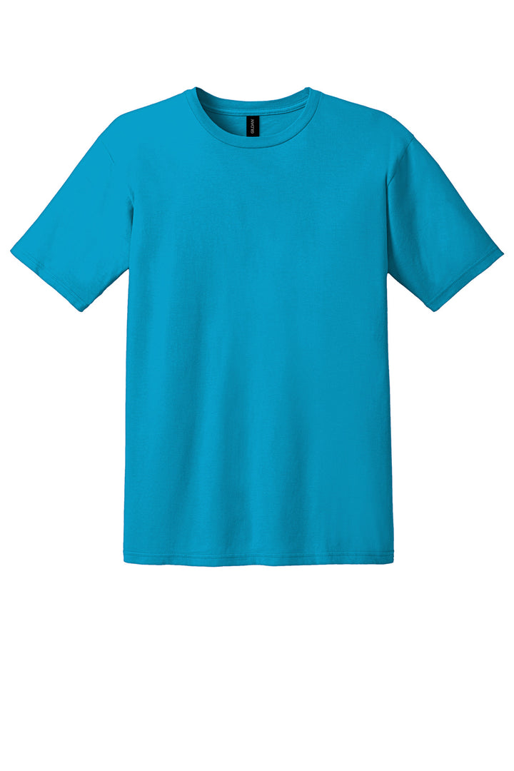 Front View of Caribbean Blue Gildan 100% Ring Spun Cotton T-Shirt. 980