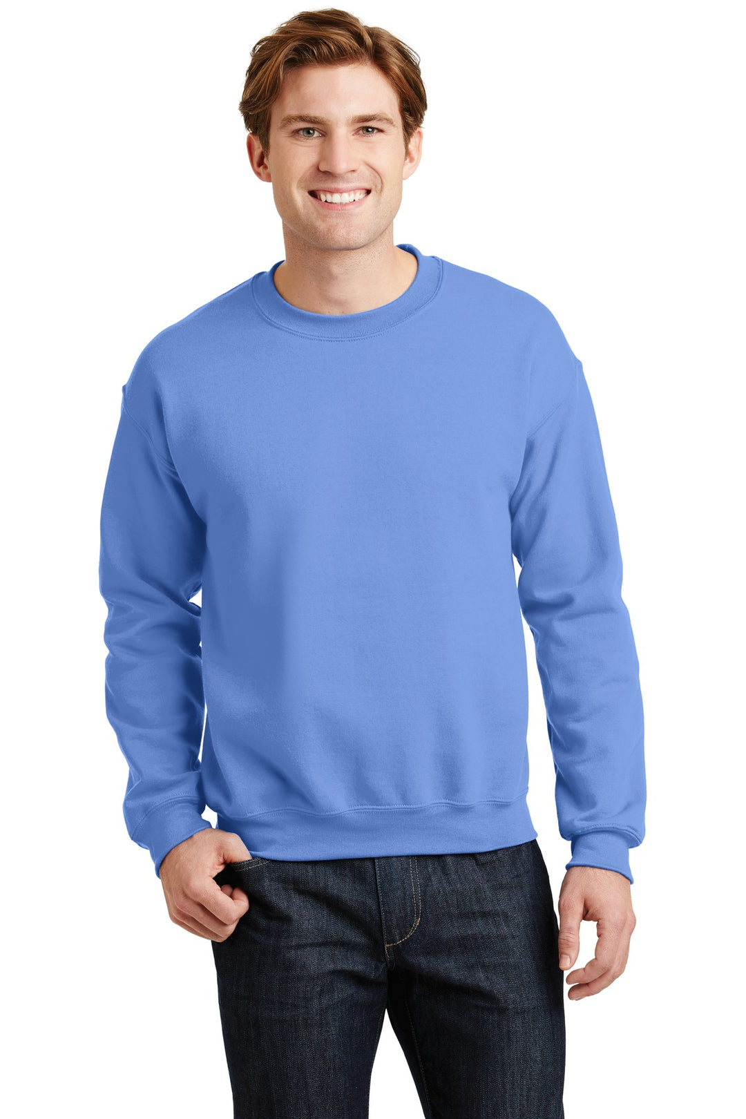 Front View of Carolina Blue Gildan Heavy Blend Crewneck Sweatshirt. 18000