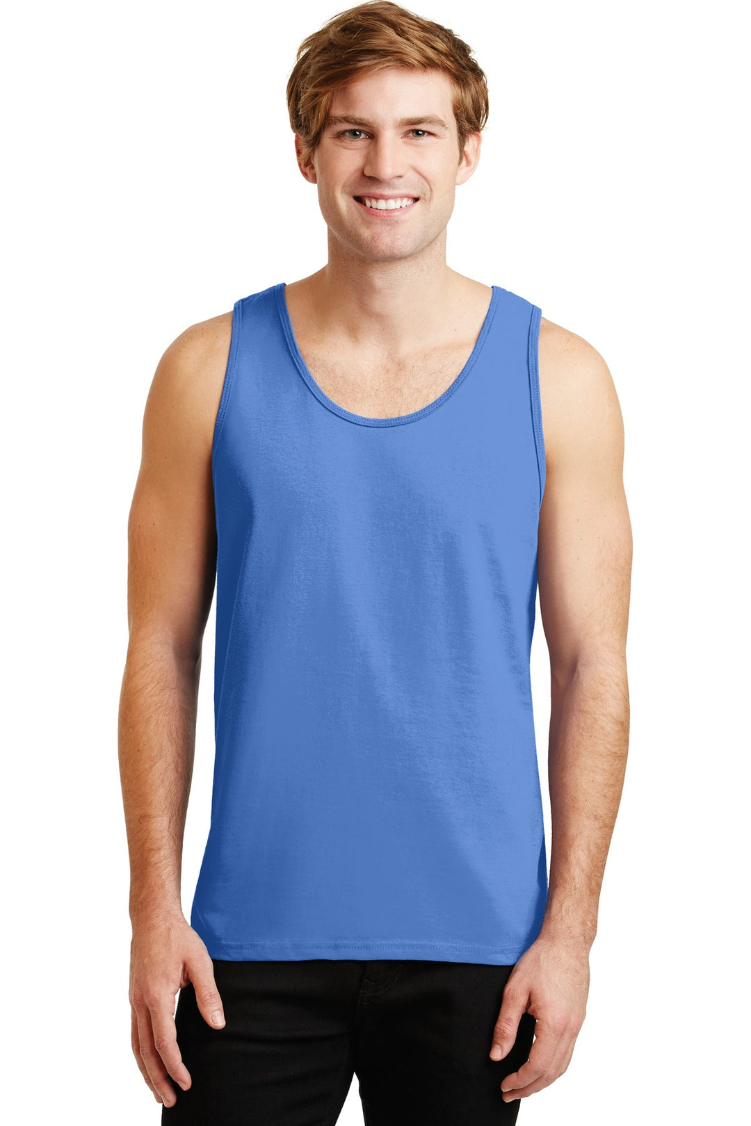 Front View of Carolina Blue Gildan - Ultra Cotton 100% US Cotton Tank Top. 2200