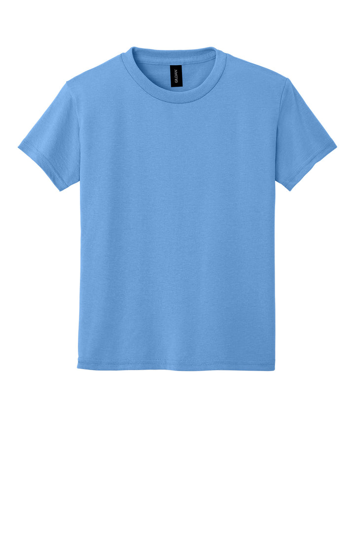 Front View of Carolina Blue Gildan Youth DryBlend 50 Cotton/50 Poly T-Shirt. 8000B