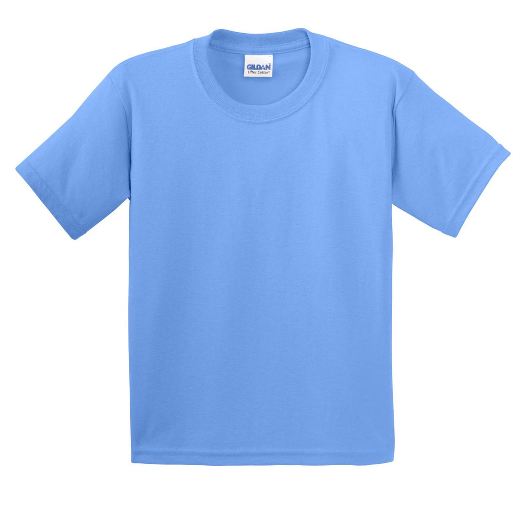 Front View of Carolina Blue Gildan - Youth Ultra Cotton 100% US Cotton T-Shirt. 2000B