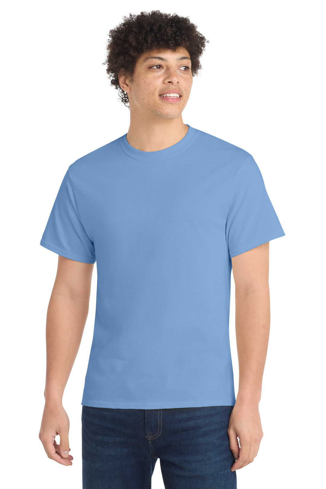 Front View of Carolina Blue Port & Company - Core Cotton Tee. PC54