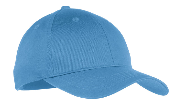 Front View of Carolina Blue Port & Company Youth Six-Panel Twill Cap. YCP80
