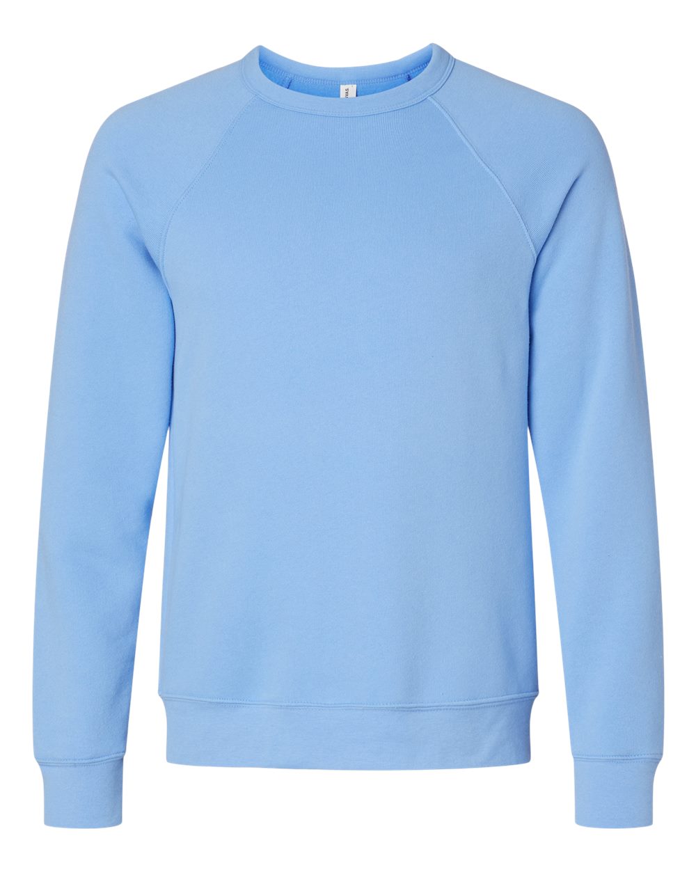 Front View of Carolina Blue Sponge Fleece Raglan Crewneck Sweatshirt - 3901