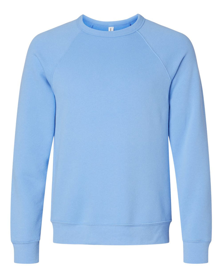 Front View of Carolina Blue Sponge Fleece Raglan Crewneck Sweatshirt - 3901