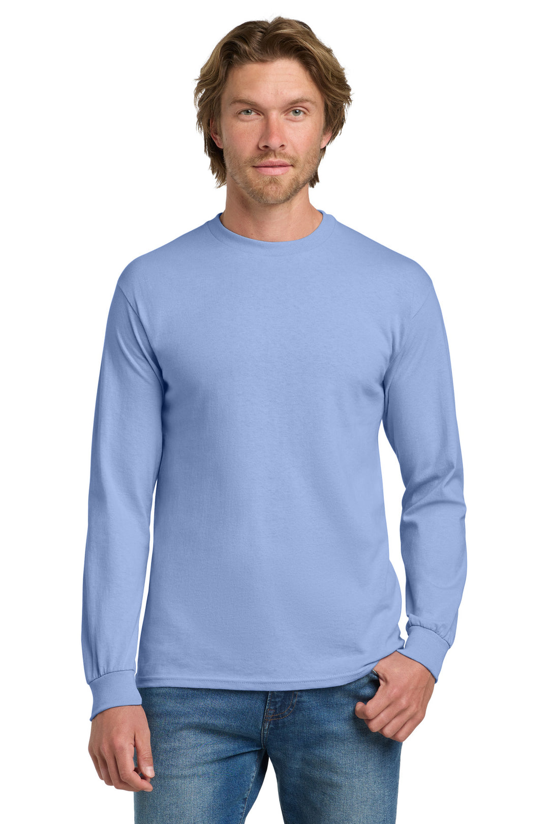 Front View of CarolinaBl Gildan - Heavy Cotton 100% Cotton Long Sleeve T-Shirt. 5400