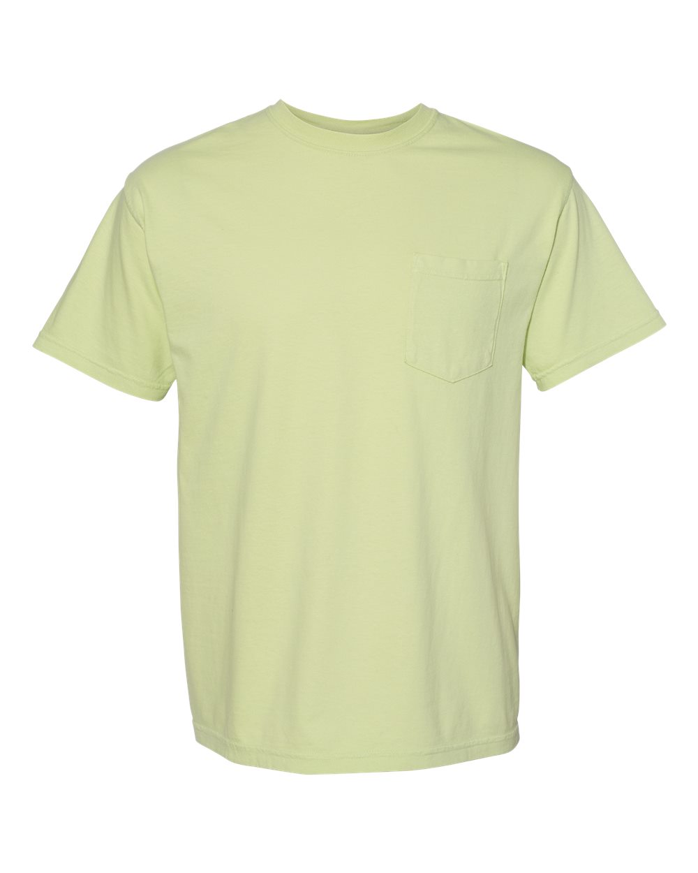 Front View of Celadon Garment-Dyed Heavyweight Pocket T-Shirt - 6030