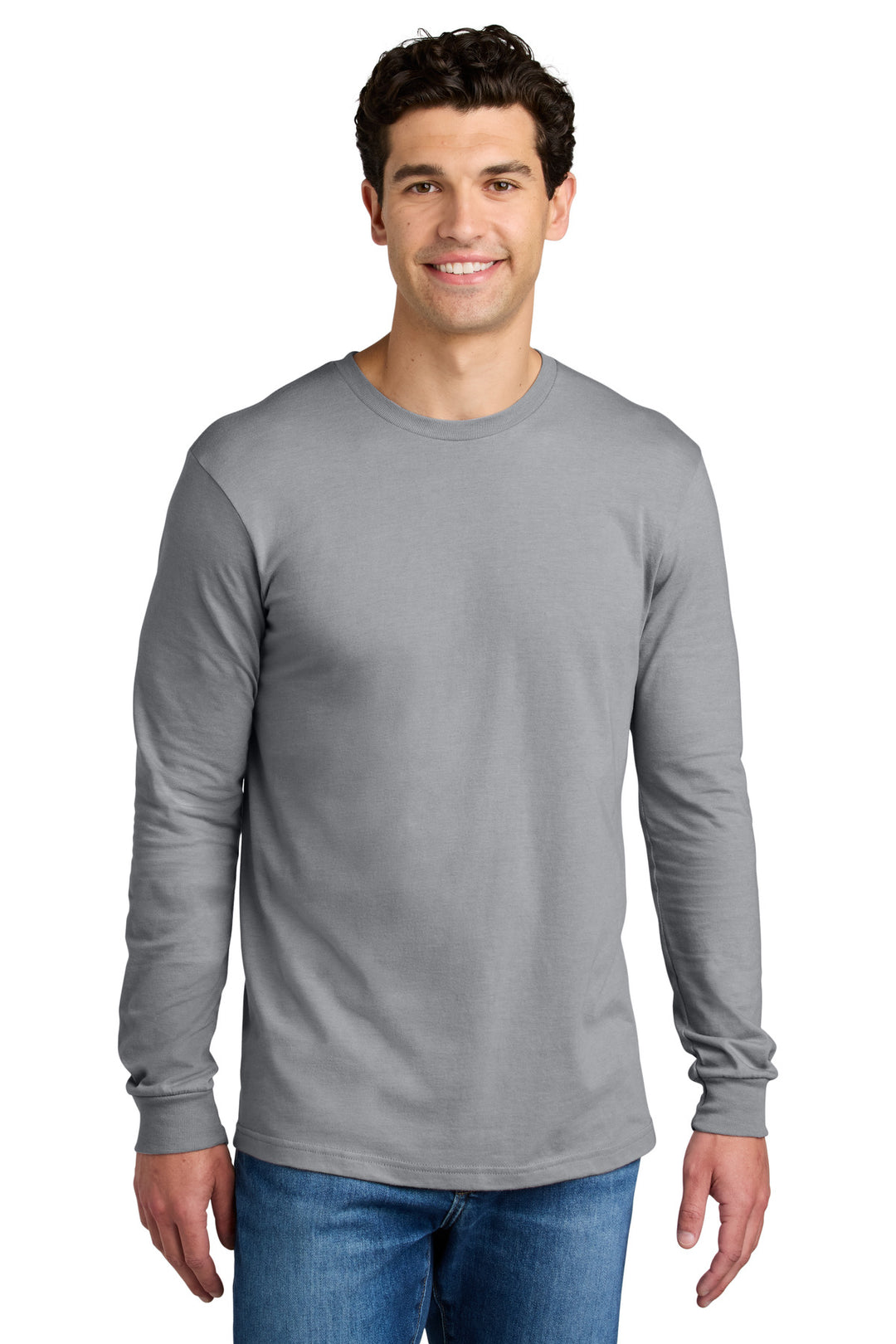 Front View of Cement Gildan Softstyle CVC Long Sleeve Tee 64440CVC