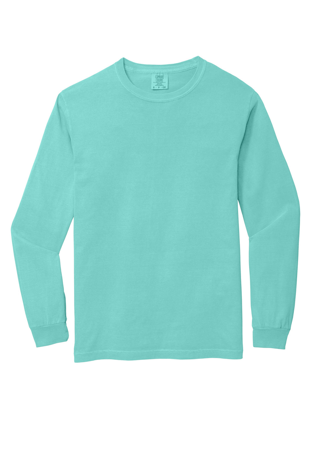 Front View of Chalky Mint COMFORT COLORS Heavyweight Ring Spun Long Sleeve Tee. 6014