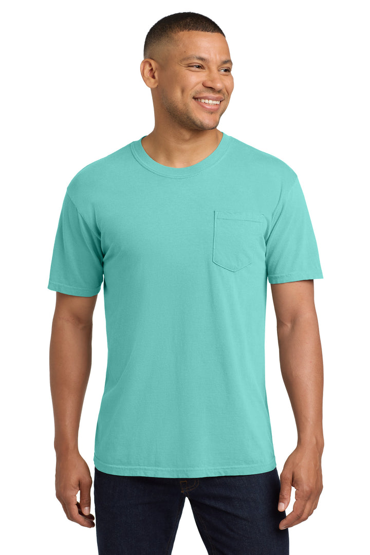 Front View of Chalky Mint COMFORT COLORS Heavyweight Ring Spun Pocket Tee. 6030