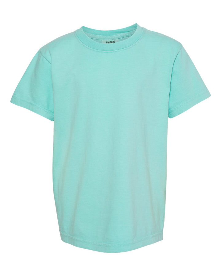 Front View of Chalky Mint Garment-Dyed Youth Heavyweight T-Shirt - 9018