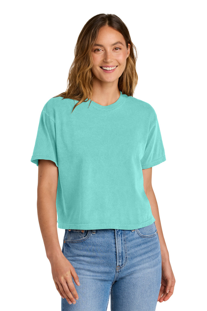 Front View of ChalkyMint Comfort Colors Women's Heavyweight Boxy Tee 3023CL