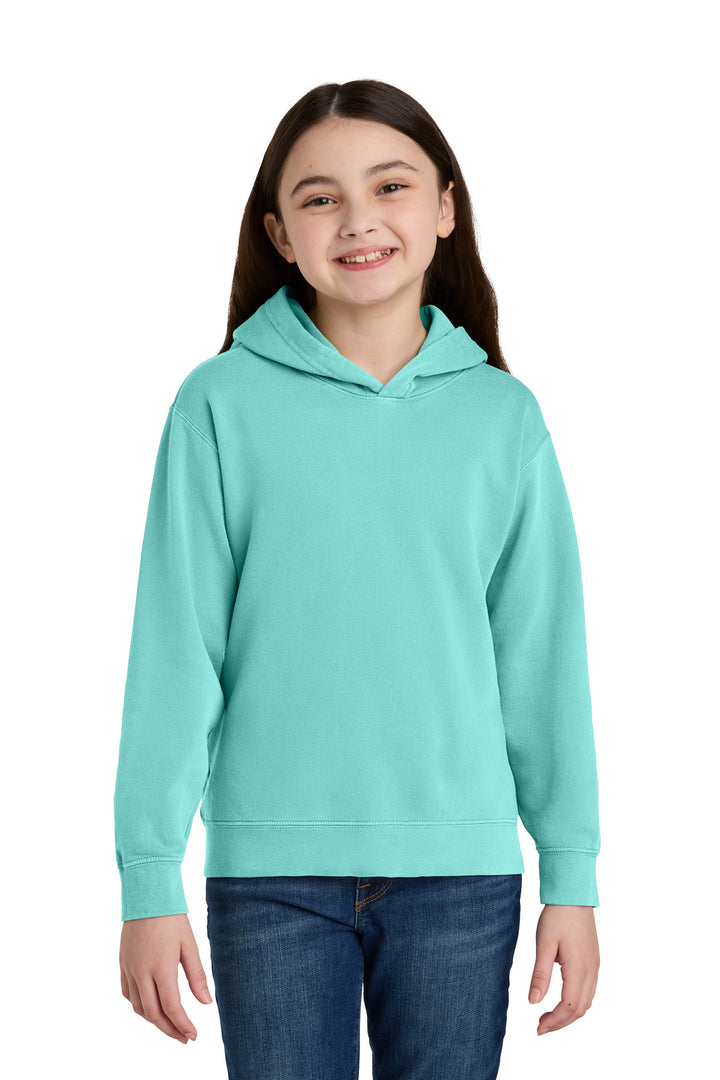 Front View of ChalkyMint Comfort Colors Youth Lightweight Hooded Sweatshirt 1467Y