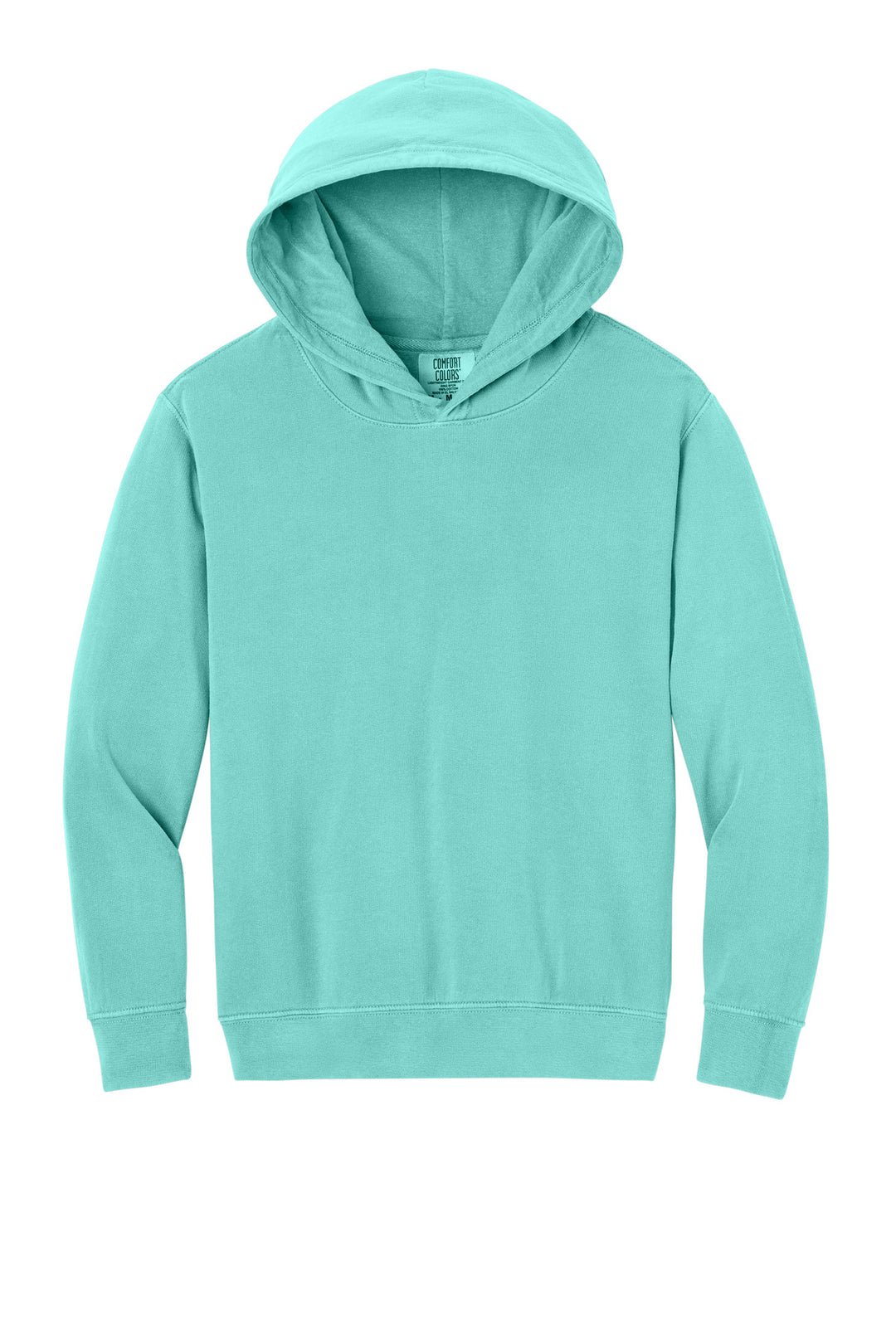 Front View of ChalkyMint Comfort Colors Youth Lightweight Hooded Sweatshirt 1467Y