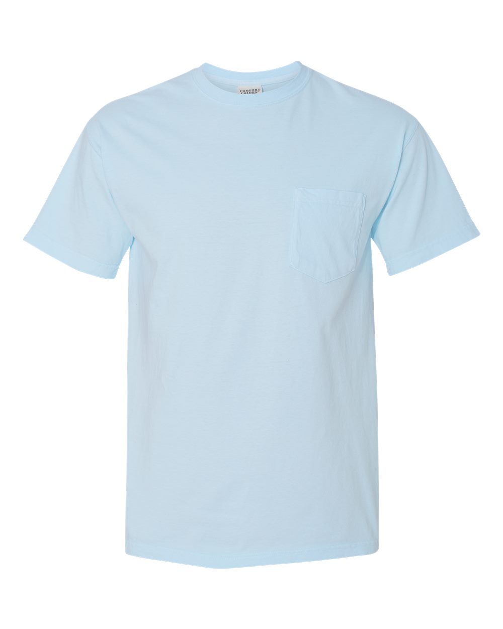Front View of Chambray Garment-Dyed Heavyweight Pocket T-Shirt - 6030