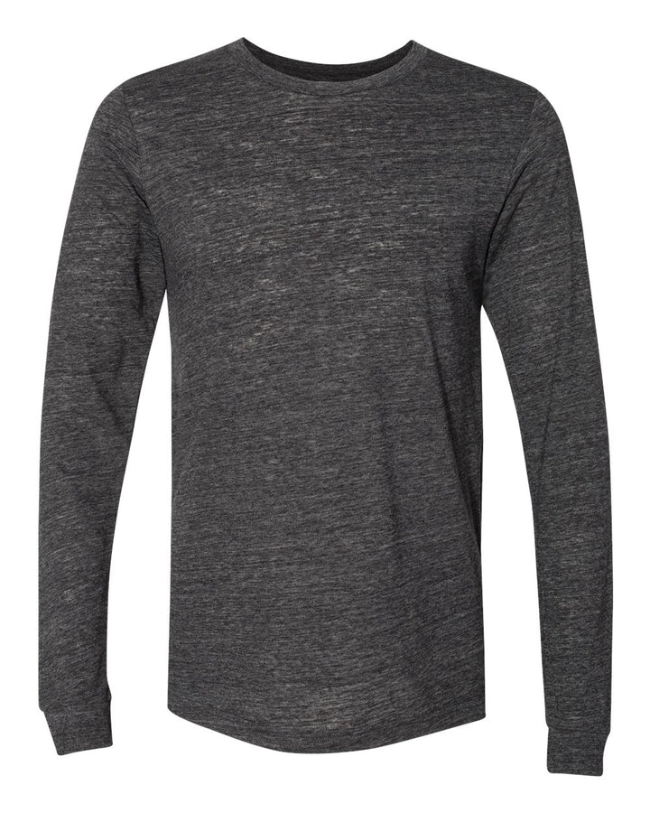 Front View of Charcoal Black Slub Jersey Long Sleeve Tee - 3501